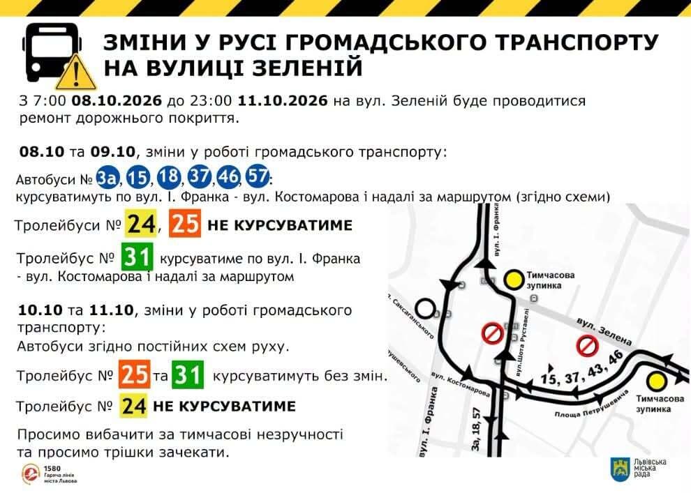 Зміни у русі громадського транспорту на вул. Зеленій / фото: ЛМР