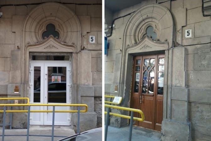 В історичній частині Львова замість пластикових дверей знову встановили дерев’яні. Фото до і після