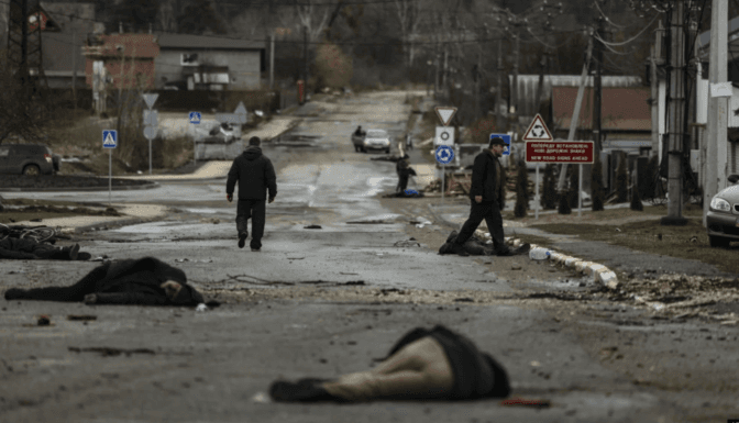 Вбиті цивільні у Бучі/Фото: Радіо Свобода