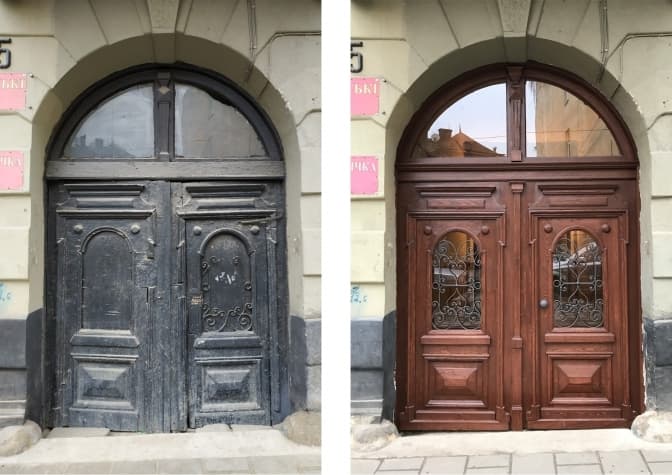 На Нечуя-Левицького відреставрували ще одну браму. Фото до і після