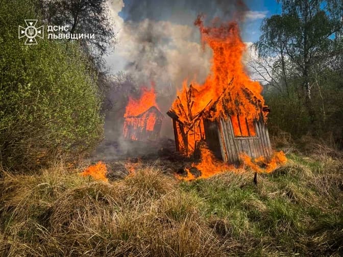 На Львівщині вогонь знищив 9 дерев’яних дачних будинків