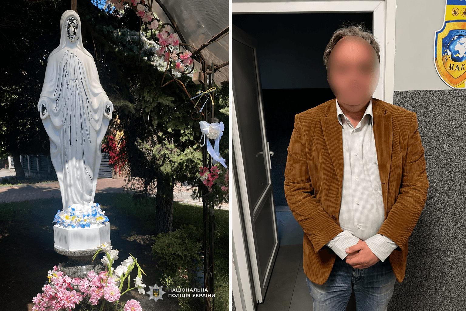 У Львові затримали вандала, який осквернив фігуру Діви Марії на вулиці Любінській.