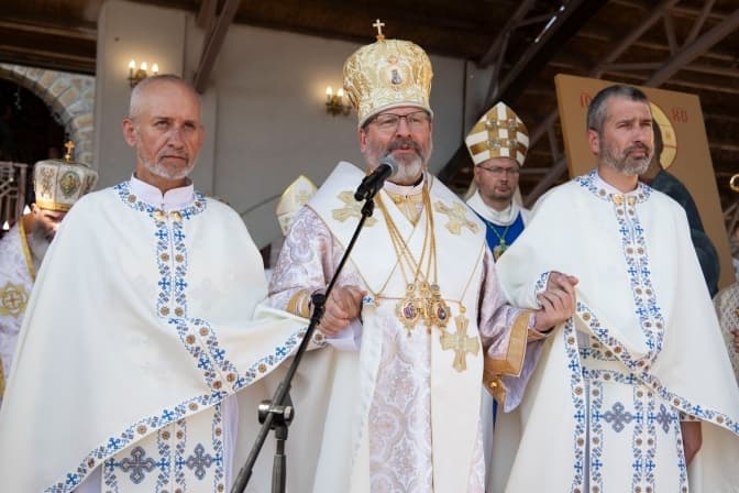 Отець Богдан Гелета, Блаженніший Святослав і отець Іван Ільницький у Зарваниці, 14 липня. Фото: УГКЦ