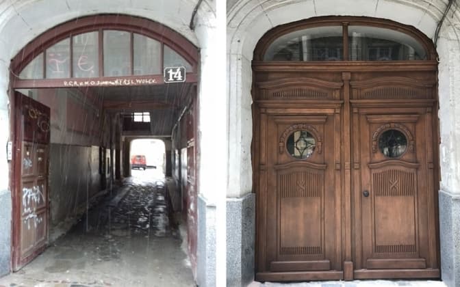 У Львові відреставрували дерев’яну браму на Дорошенка. Фото до та після
