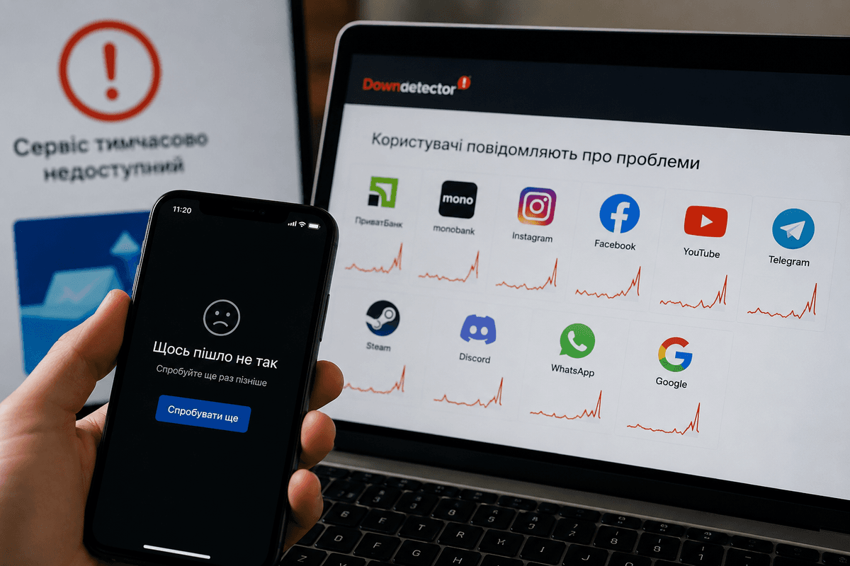 В Україні стався масштабний технічний збій: користувачі повідомляють про проблеми з банками, соцмережами та онлайн-сервісами