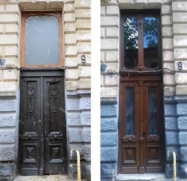 На вулиці Колесси у Львові відреставрували дерев’яну браму. Фото до і після
