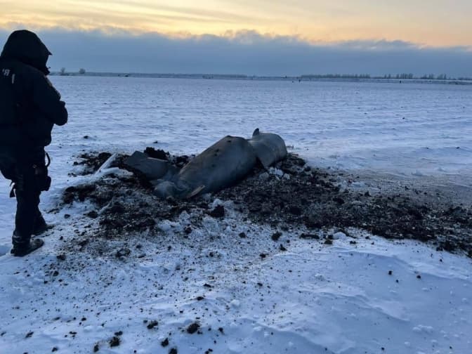 Рештки збитої ракети на Київщині. Фото: Поліція Київської області