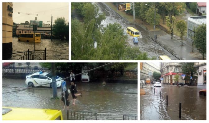 Затоплений водою Львів: «винне» листя і сміття