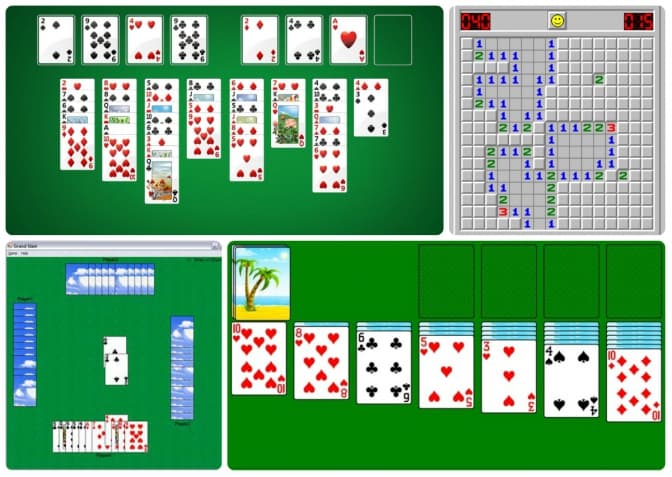 Фото: it.wikipedia.org, classic-solitaire-free-windows-8.en.softonic.com, freeminesweeper.org, codeproject.com