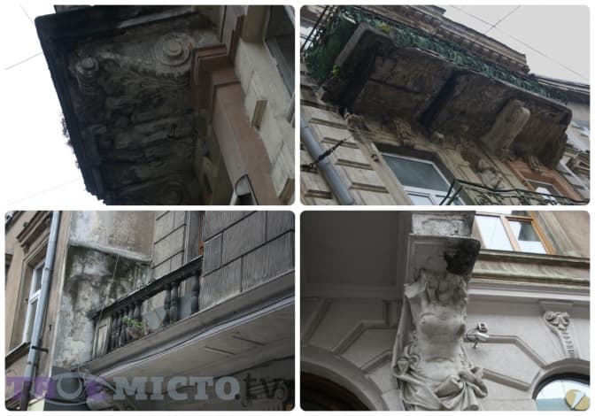 Балкони, які можуть впасти львів'янам на голову. Фото