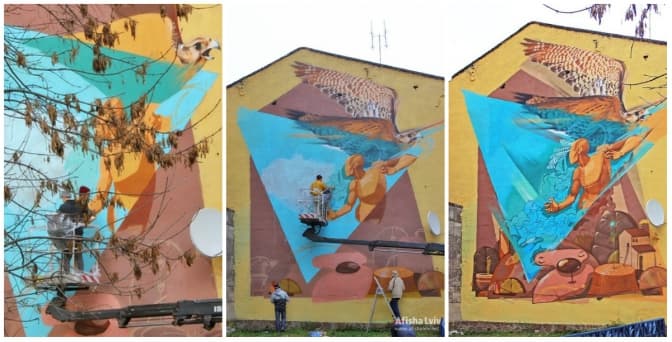 Художники розмалювали стіну на Підзамчі у Львові. Фото