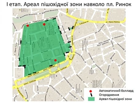У центрі Львова біля пішохідної зони встановлять відеокамери. Схема