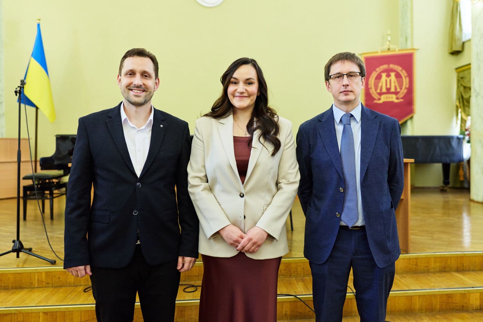 Міністерка культури України Тетяна Бережна разом із посадовцем Міністерства культури Євгеном Лавровим представили нового очільника Львівської музакадемії ім. М. Лисенка — Ярослава Олексіва / фото зі сторінки Бережної.