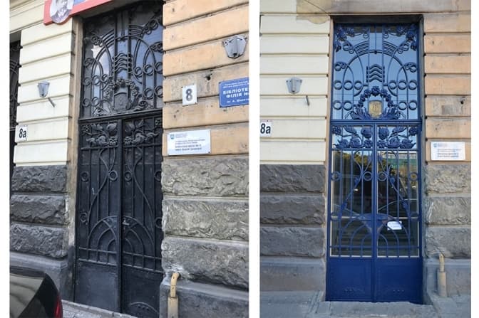 У Львові відреставрували історичну браму на Шота Руставелі. Фото до і після