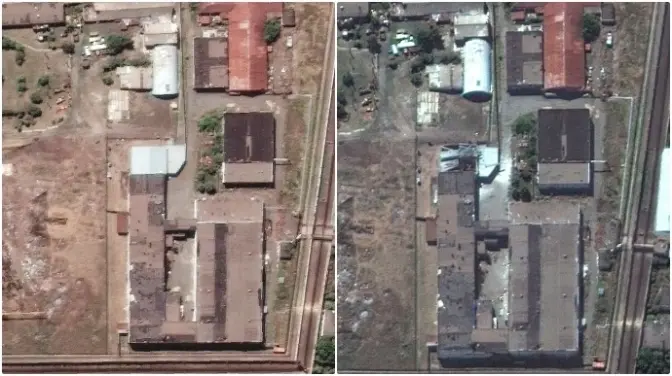 З'явились фото до та після удару по колонії в Оленівці. Ймовірно, росіяни розстріляли її термобаричними бомбами