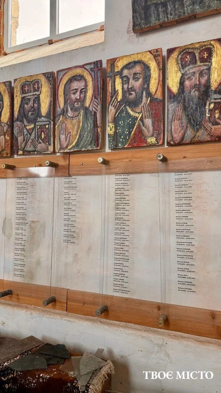 Під іконами святих - імена загиблих Героїв