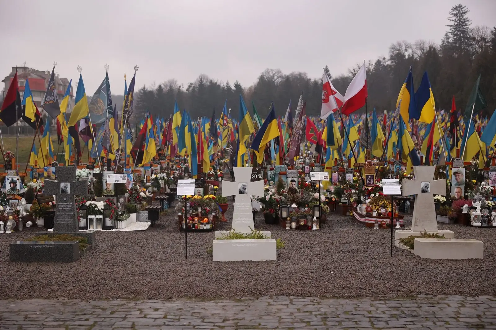 На Полі почесних поховань у Львові встановили три зразки майбутніх плит. Родини обиратимуть