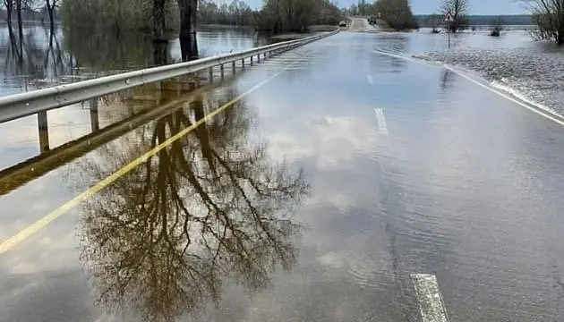 Підтоплення дороги на Т-10-05 у Київській області: водіям радять обирати об’їзд