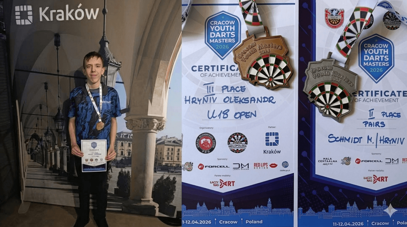 13-річний дартсмен зі Львівщини виборов дві медалі на міжнародному турнірі в Кракові