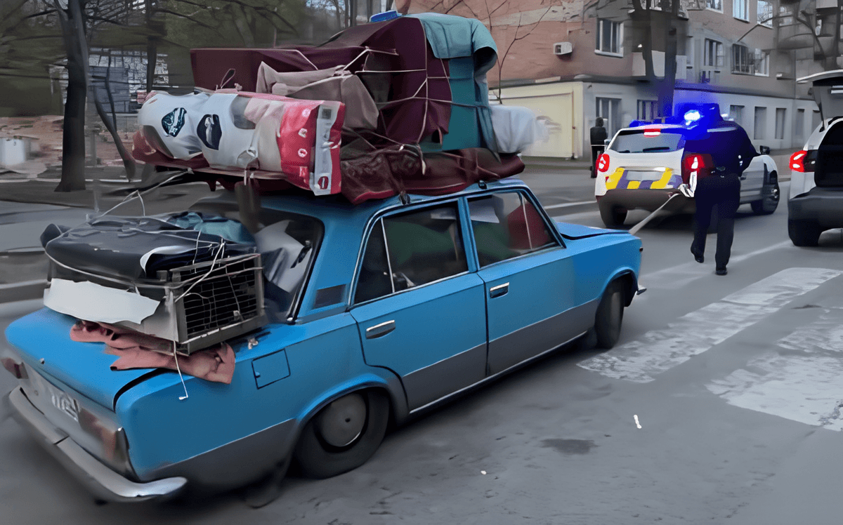 У Києві патрульні допомогли 70-річному переселенцю, який евакуйовувався на ВАЗі з усім майном та 18 курми
