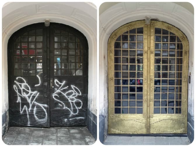 До і після. Як виглядає брама на Пекарській після реставрації?