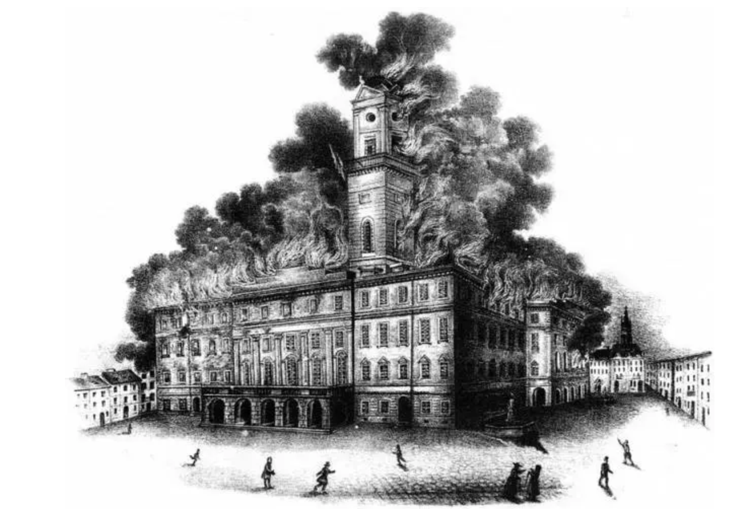 Ратуша під час пожежі 1848 року / Фотографії старого Львова