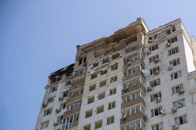 Damaged building in Kyiv / Photo: Klitschko’s official telegram channel