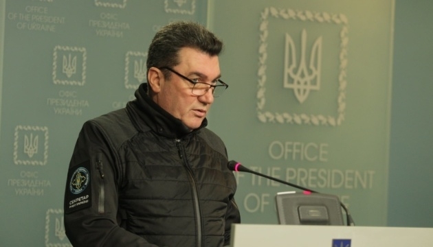 Секретар РНБО Олексій Данілов під час брифінгу