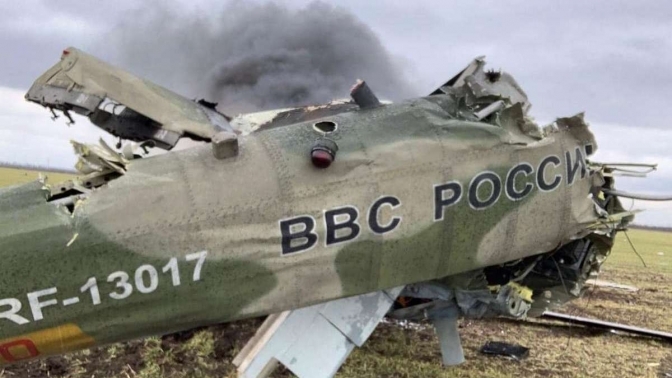 conditional photo / destroyed russian plane