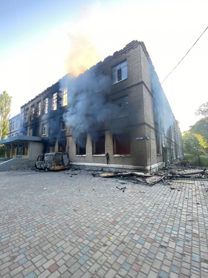 Destroyed school in Avdiivka, Donetsk region