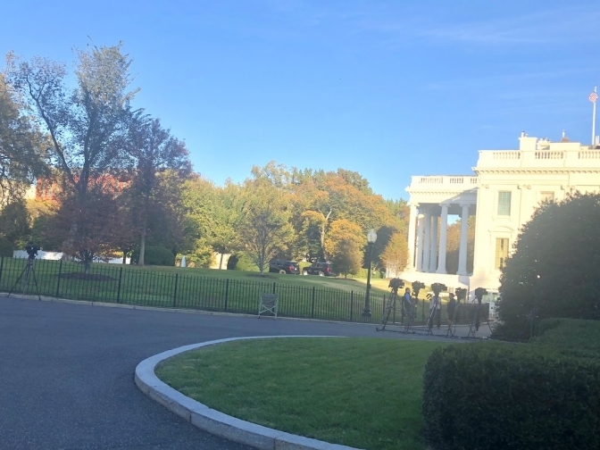 View from the entrance to the West Wing of the White House
